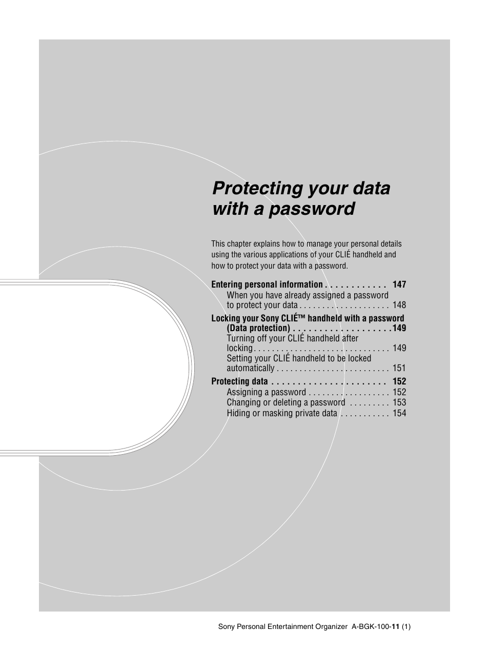 Protecting your data with a password | Sony PEG-SJ22 User Manual | Page 146 / 169