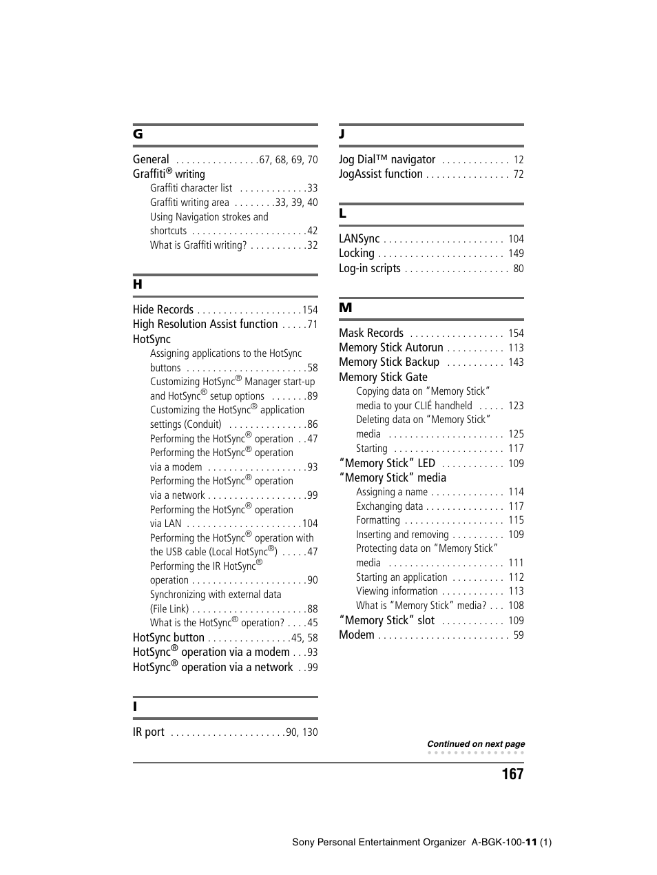 Sony PEG-SJ22 User Manual | Page 167 / 169