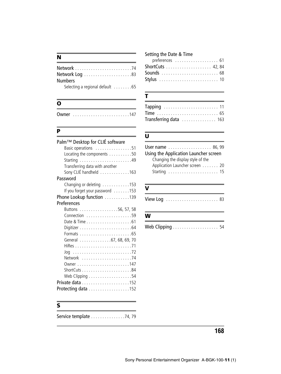 Sony PEG-SJ22 User Manual | Page 168 / 169