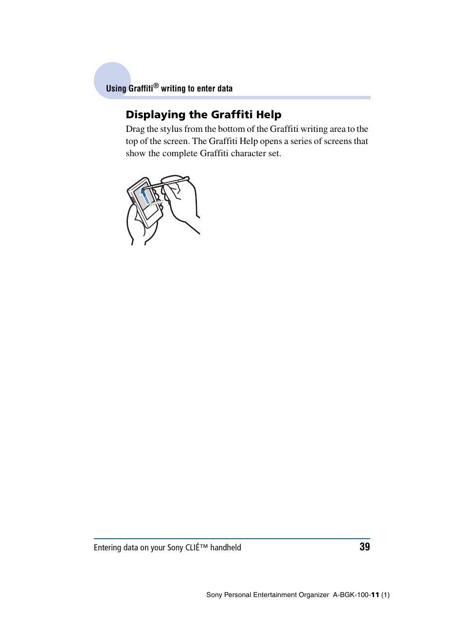 Displaying the graffiti help | Sony PEG-SJ22 User Manual | Page 39 / 169