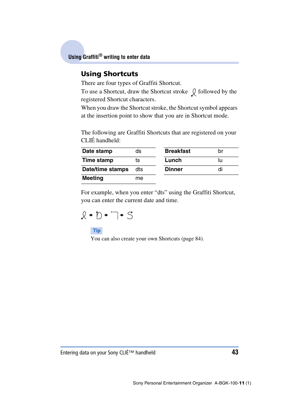 Using shortcuts | Sony PEG-SJ22 User Manual | Page 43 / 169