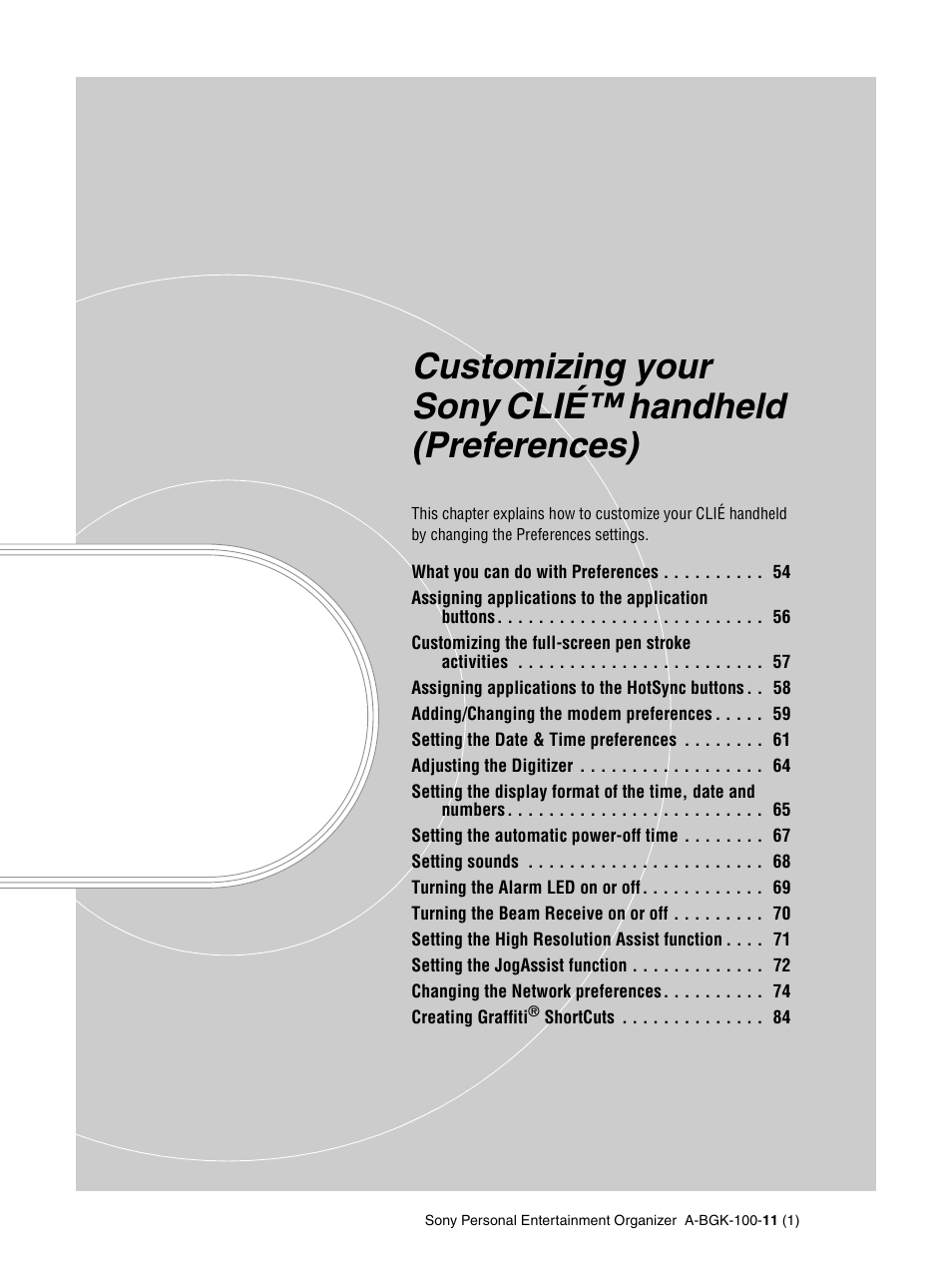 Customizing your sony clié™ handheld (preferences) | Sony PEG-SJ22 User Manual | Page 53 / 169