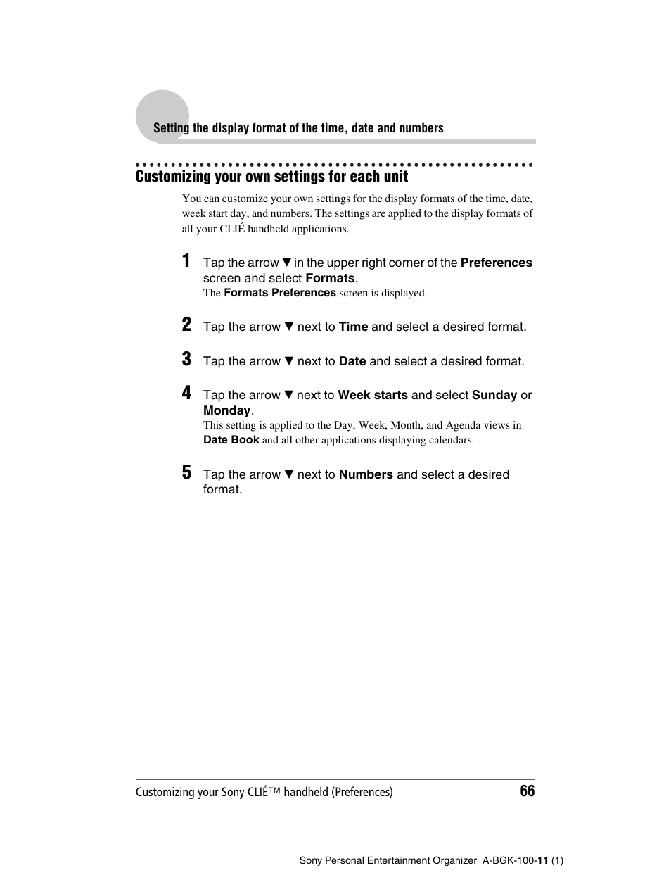 Customizing your own settings for each unit | Sony PEG-SJ22 User Manual | Page 66 / 169