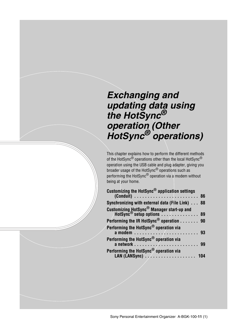 Exchanging and updating data using the hotsync, Operation (other hotsync, Operations) | Sony PEG-SJ22 User Manual | Page 85 / 169