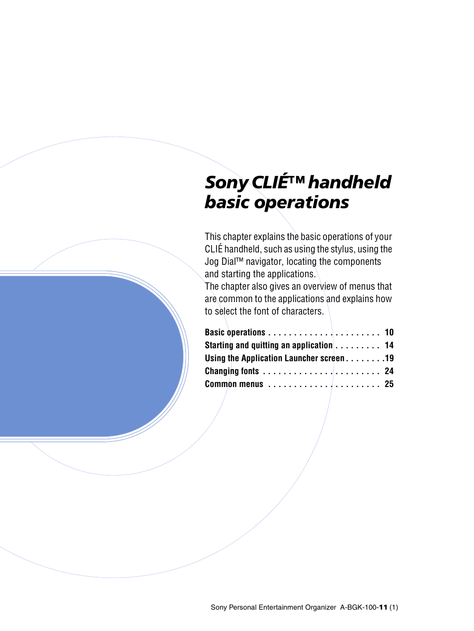 Sony clié™ handheld basic operations | Sony PEG-SJ22 User Manual | Page 9 / 169