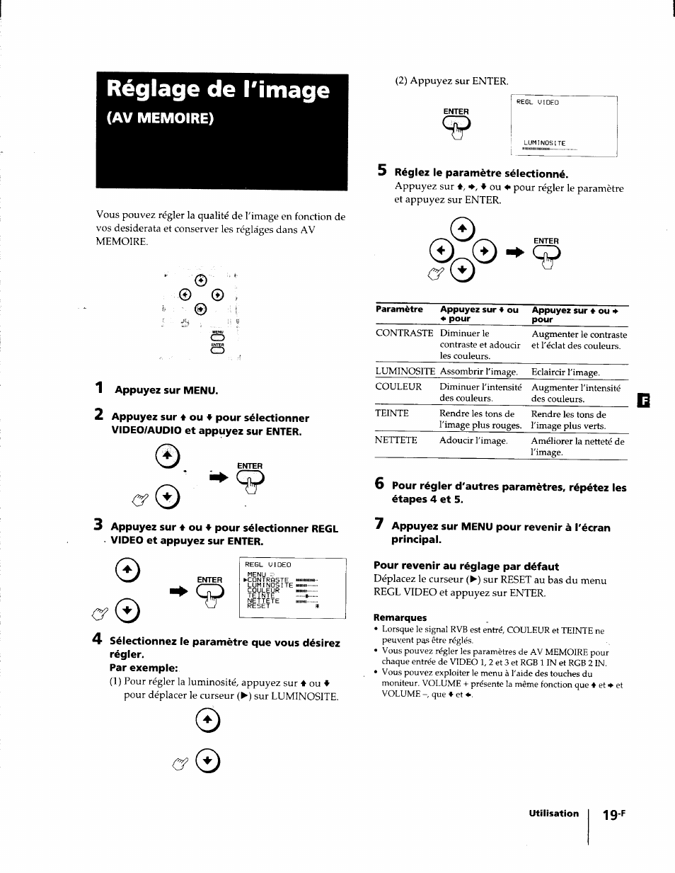 Réglage de l'image, Remarques | Sony KL-W7000 User Manual | Page 51 / 96