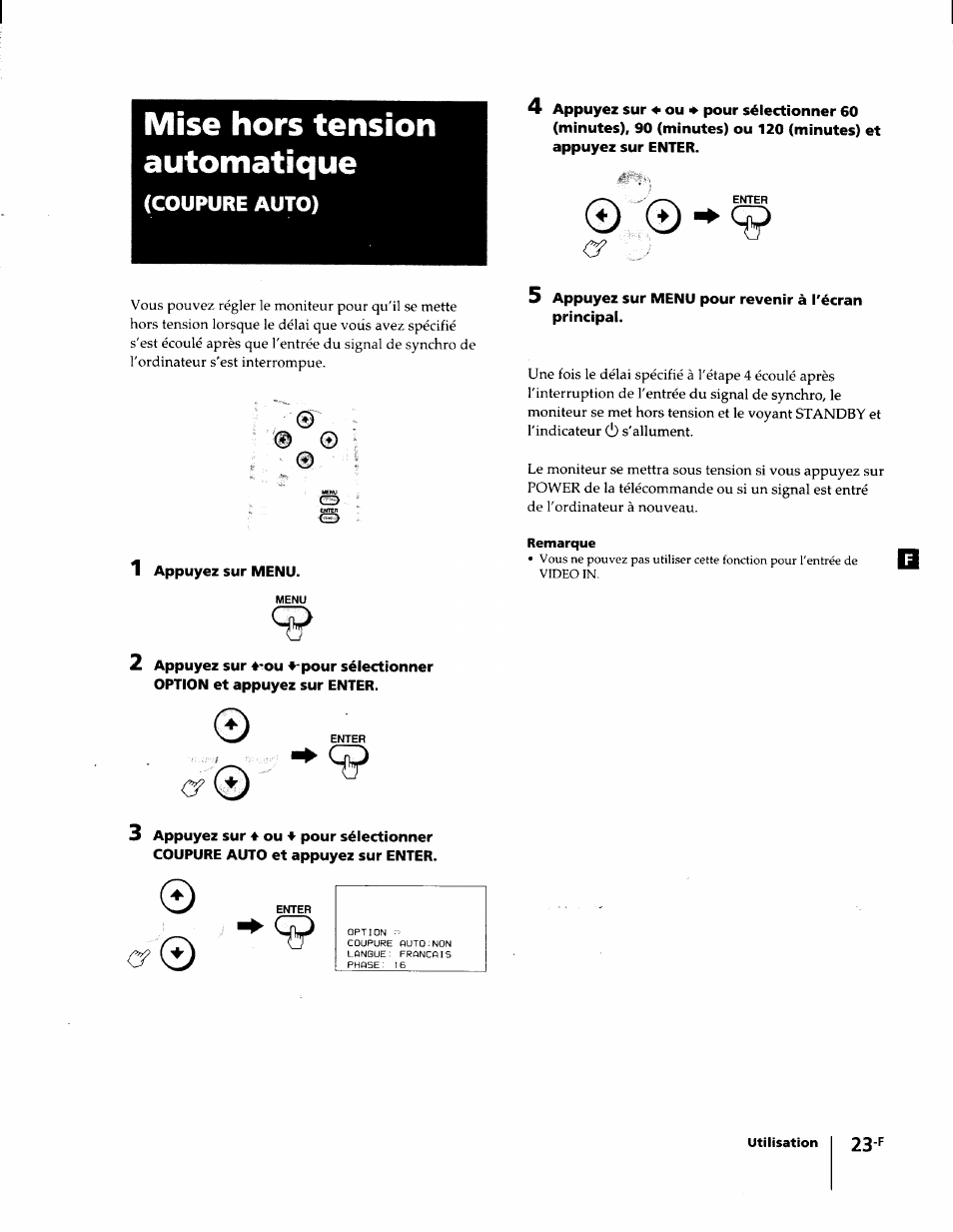 Mise hors tension automatique, Remarque | Sony KL-W7000 User Manual | Page 55 / 96