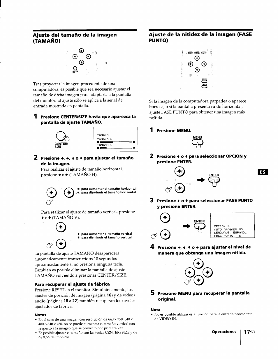 Ajuste de la nitidez de la imagen (fase punto), Notas, Nota | Sony KL-W7000 User Manual | Page 81 / 96