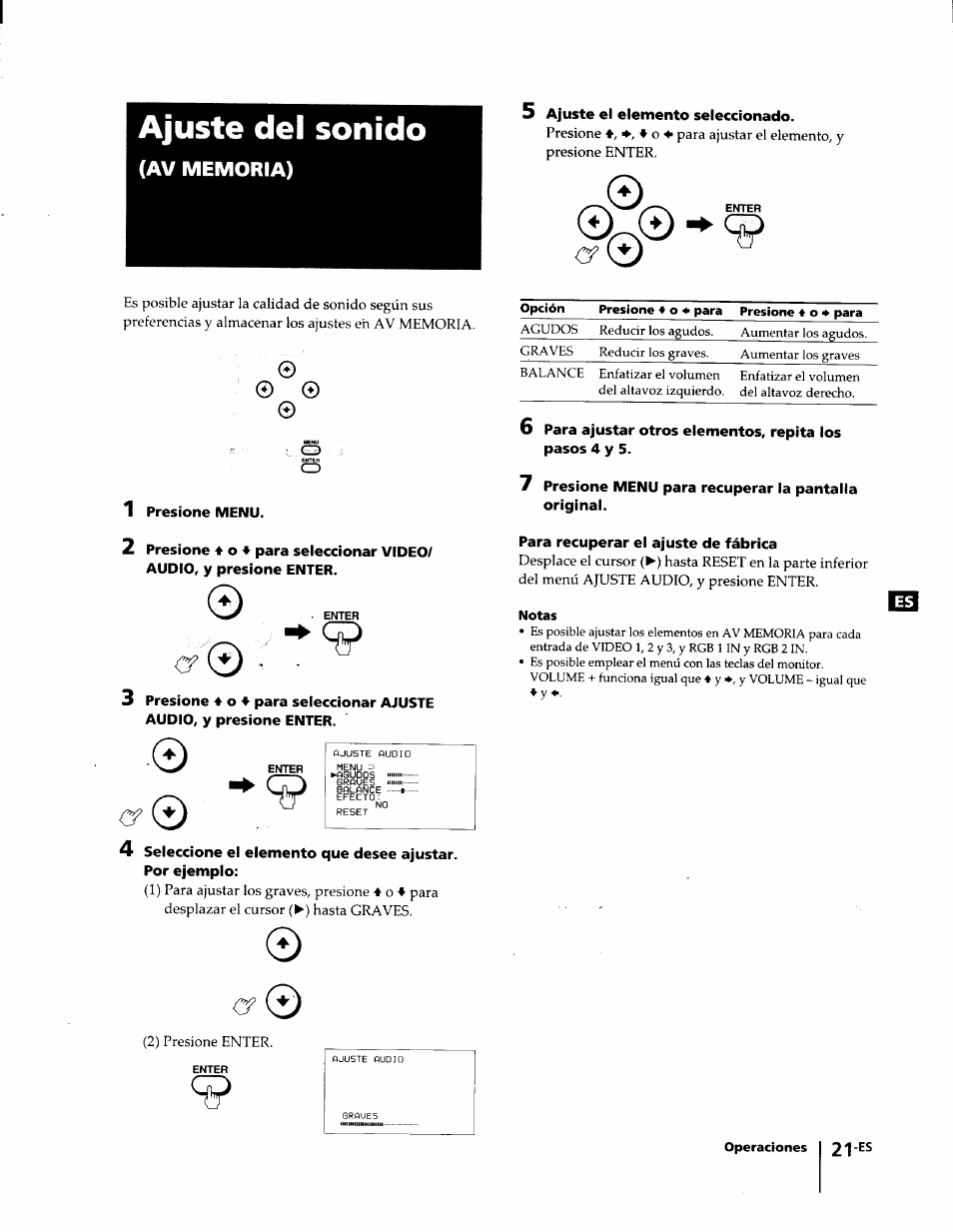 Ajuste del sonido, Y(*) | Sony KL-W7000 User Manual | Page 85 / 96