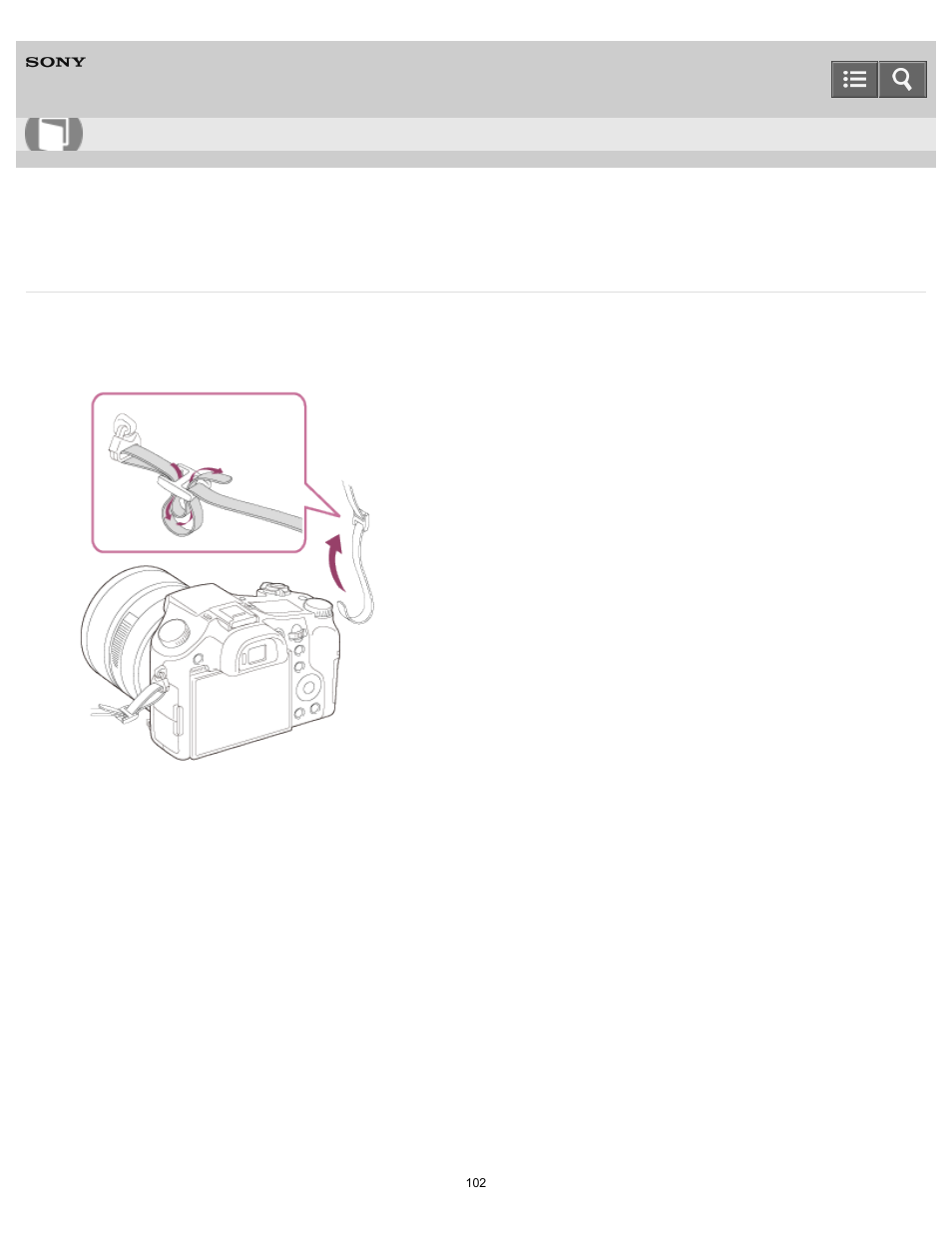 Using the shoulder strap, Help guide | Sony DSC-RX10 User Manual | Page 111 / 422
