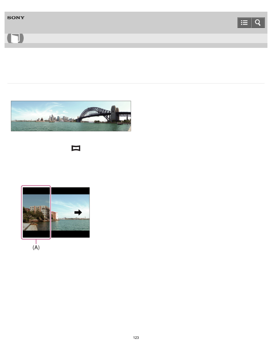 Sweep panorama, Help guide | Sony DSC-RX10 User Manual | Page 132 / 422