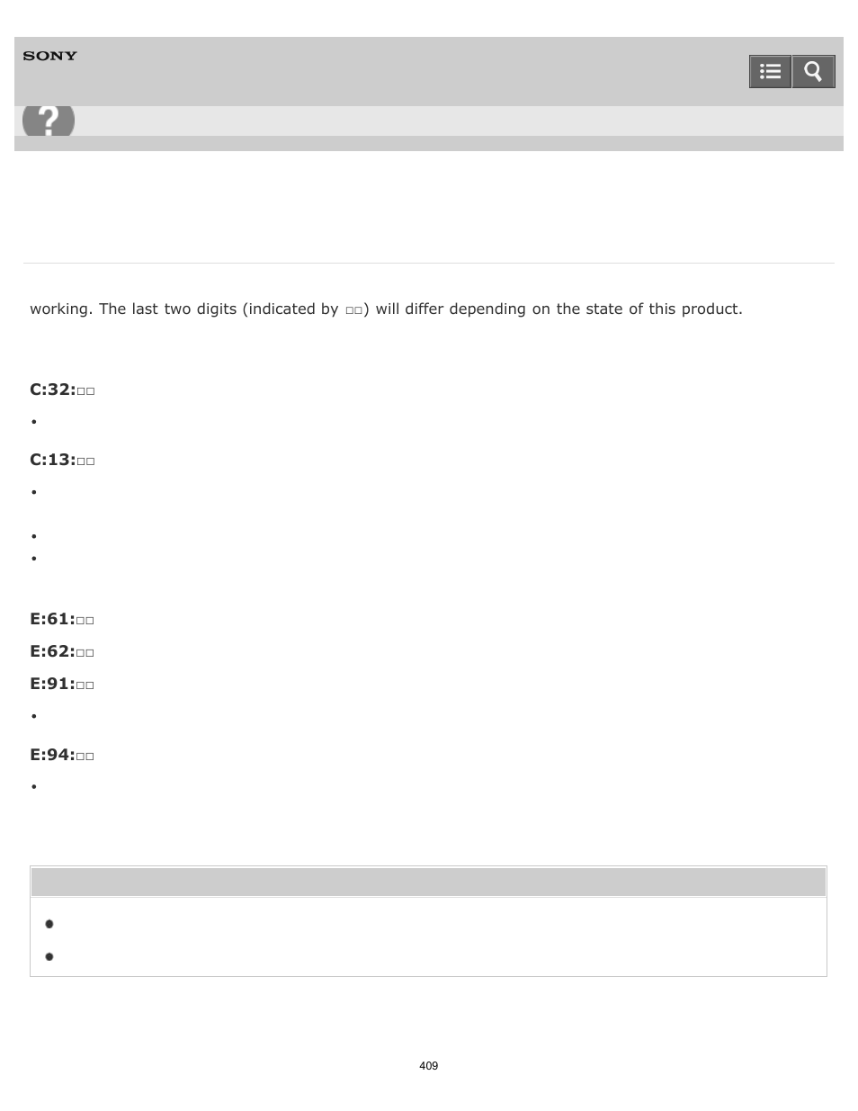 Self-diagnosis display, Help guide | Sony DSC-RX10 User Manual | Page 418 / 422