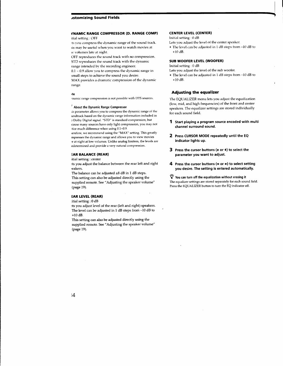 Adjusting the equalizer | Sony STR-DA333ES User Manual | Page 34 / 52