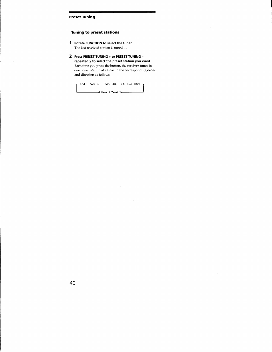 Timing to preset stations, Timing to preset stations 1 | Sony STR-DA333ES User Manual | Page 40 / 52