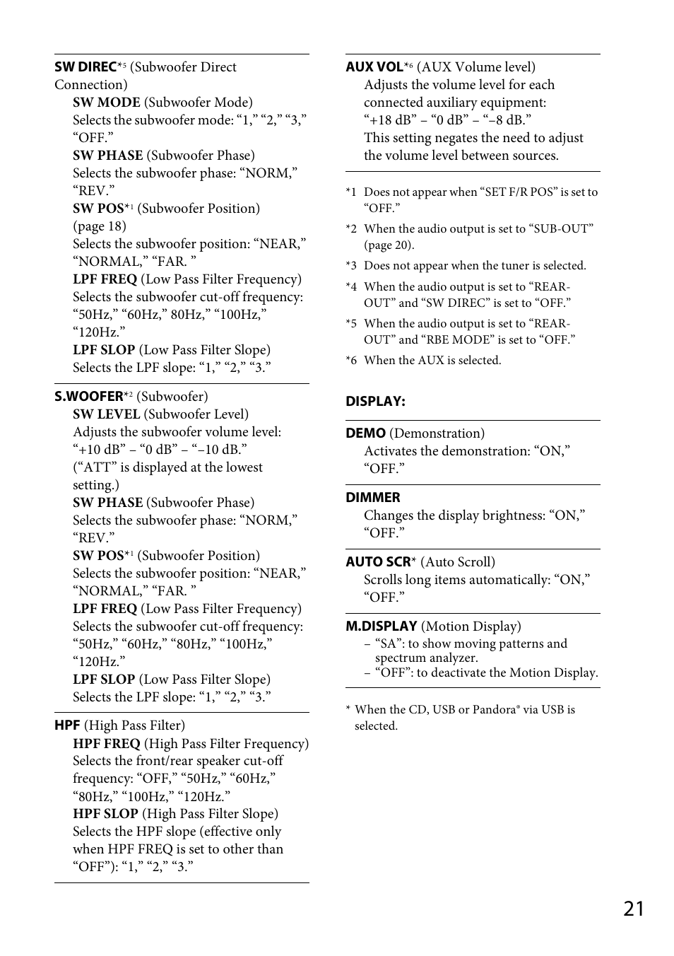Sony CDX-GT570UP User Manual | Page 21 / 100