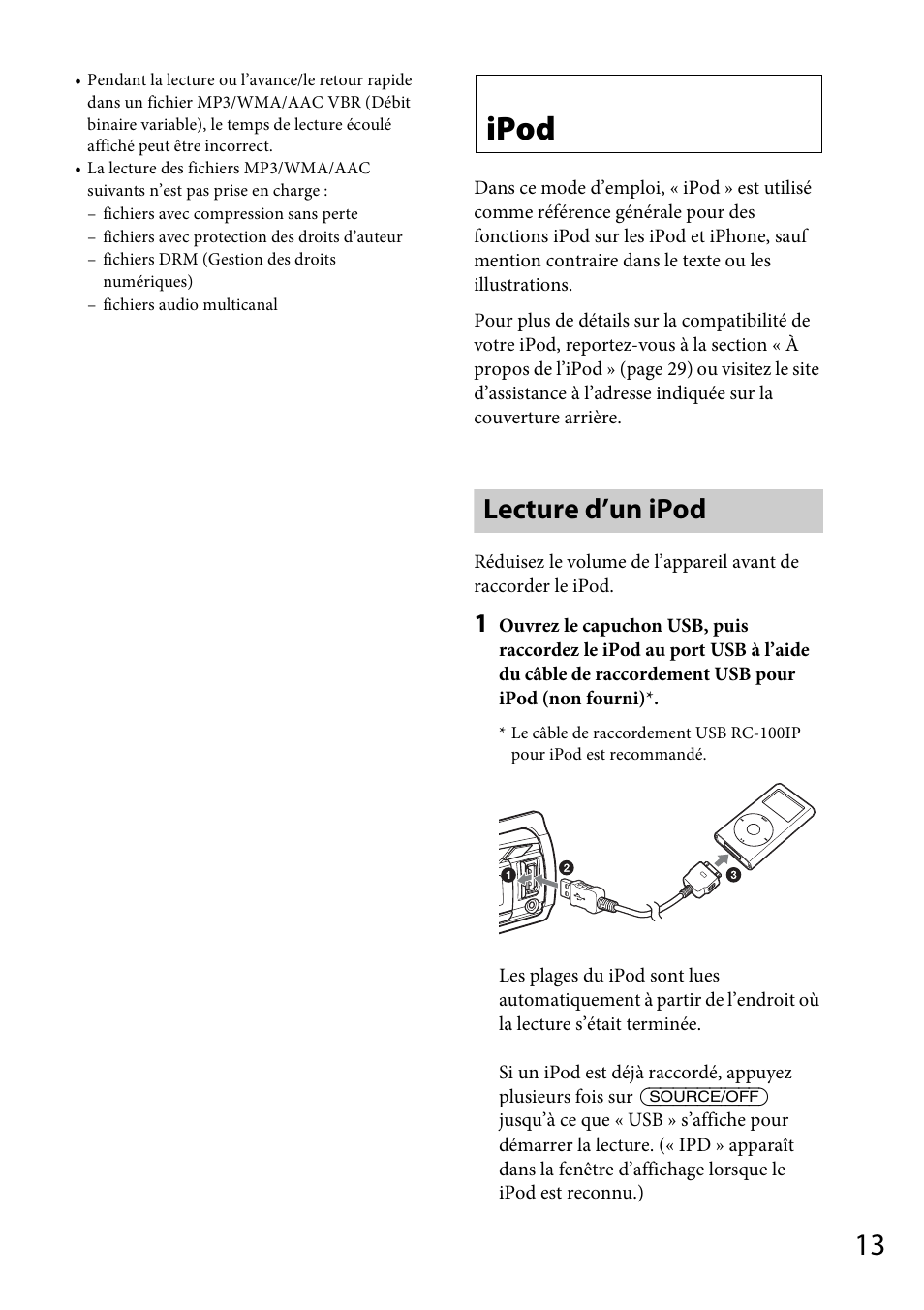 Ipod, Lecture d’un ipod | Sony CDX-GT570UP User Manual | Page 43 / 100