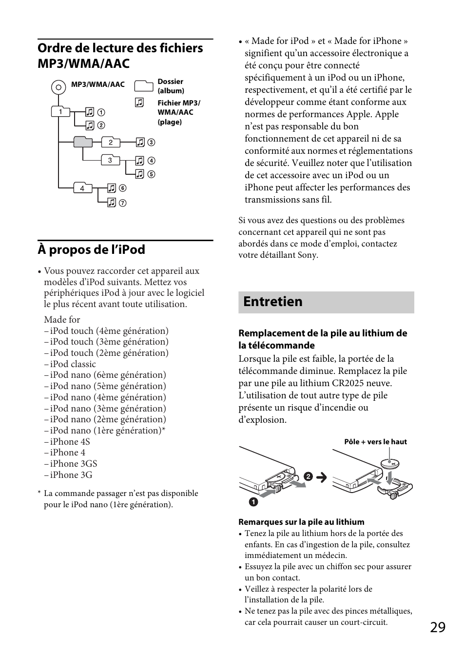 Entretien | Sony CDX-GT570UP User Manual | Page 59 / 100