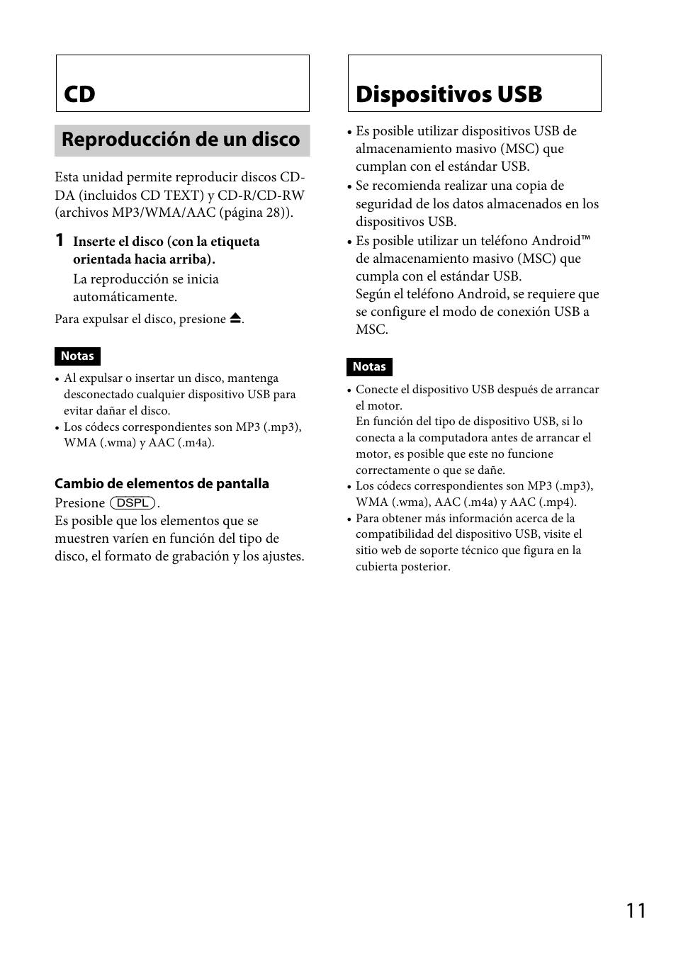 Reproducción de un disco, Dispositivos usb | Sony CDX-GT570UP User Manual | Page 75 / 100