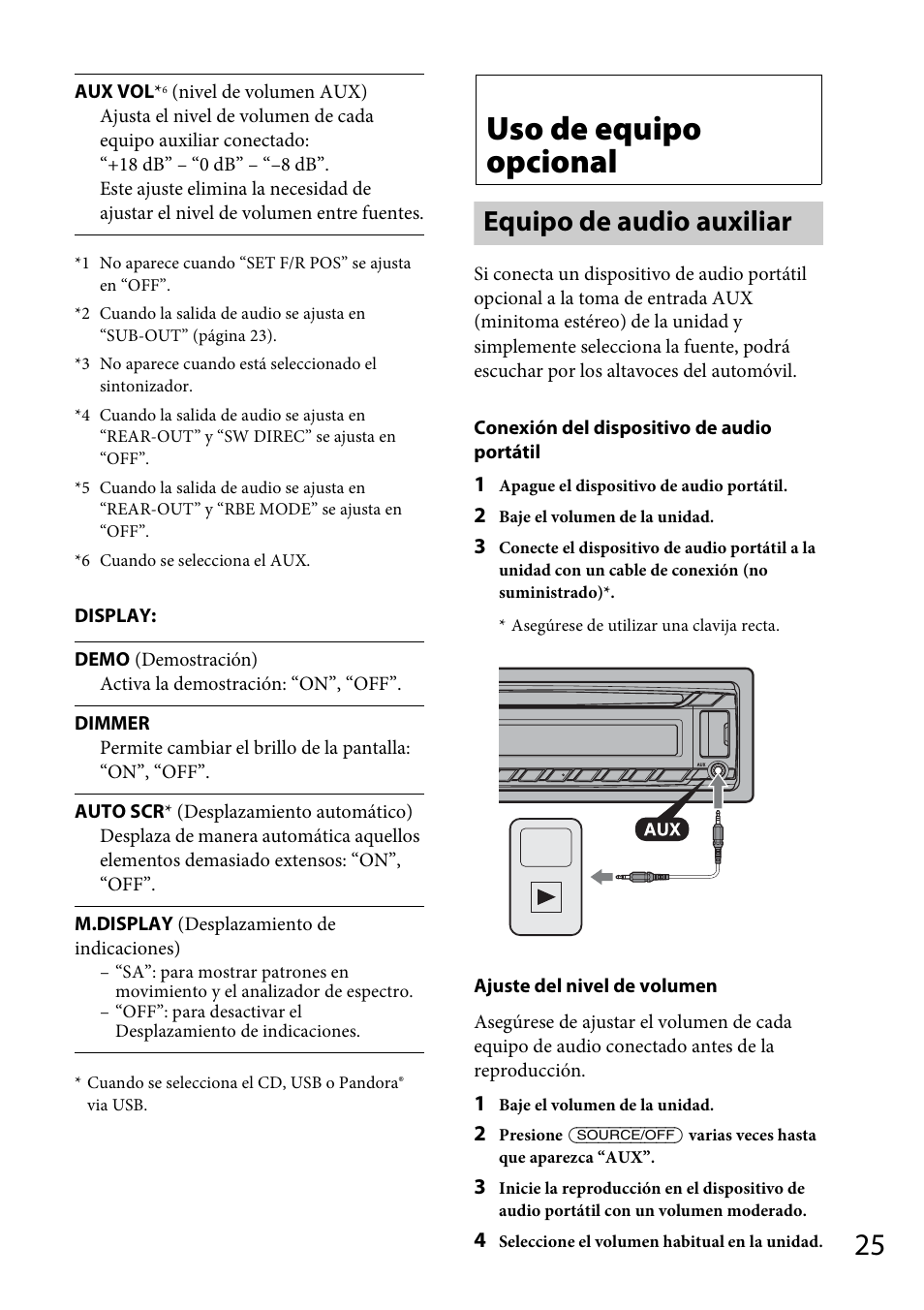 Uso de equipo opcional, Equipo de audio auxiliar | Sony CDX-GT570UP User Manual | Page 89 / 100