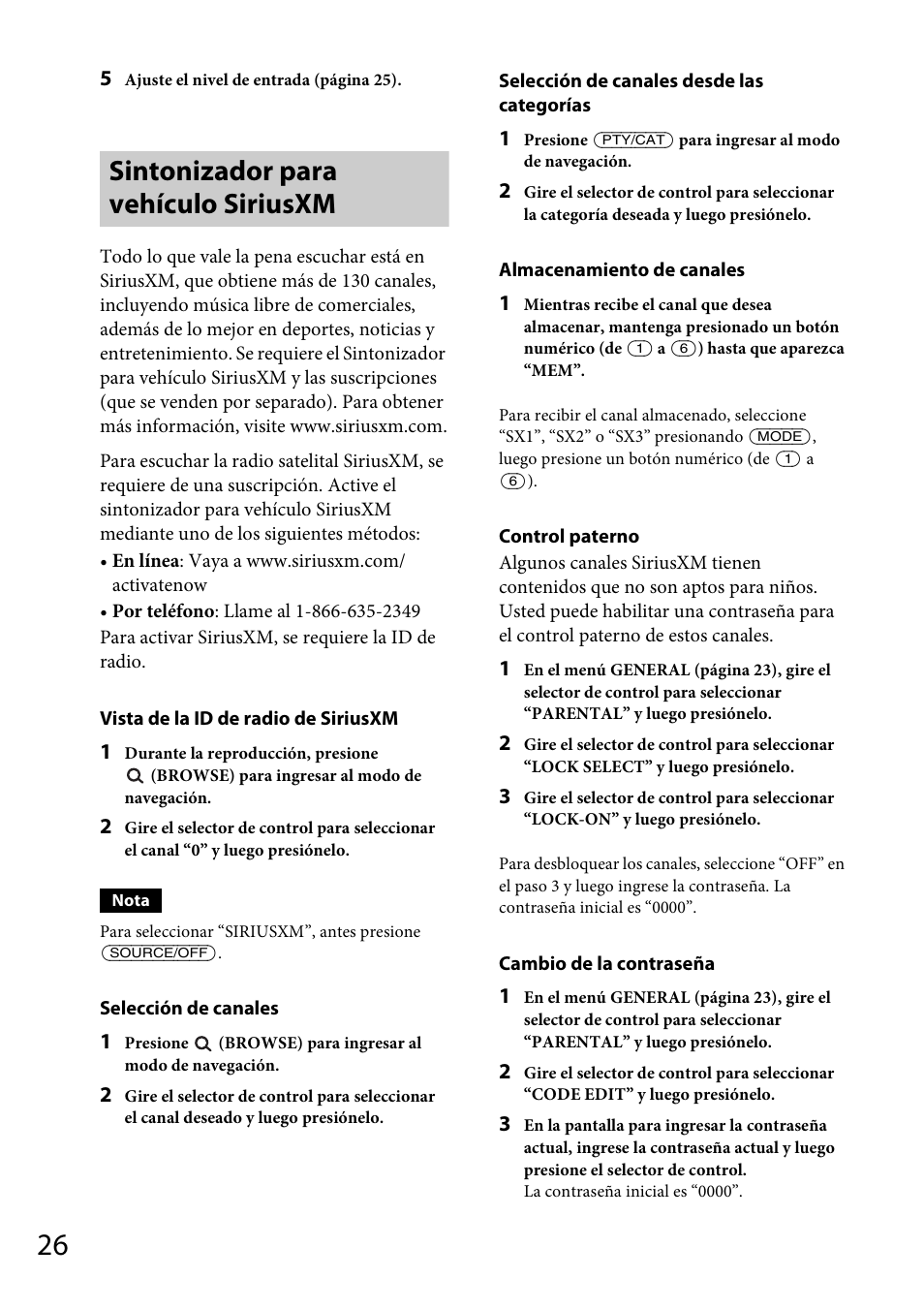 Sintonizador para vehículo siriusxm | Sony CDX-GT570UP User Manual | Page 90 / 100