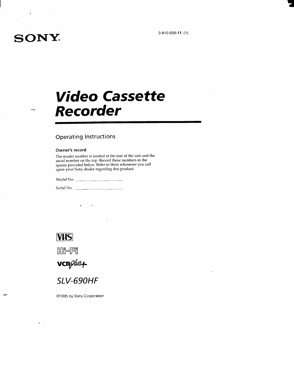 Sony SLV-690HF User Manual | 59 pages