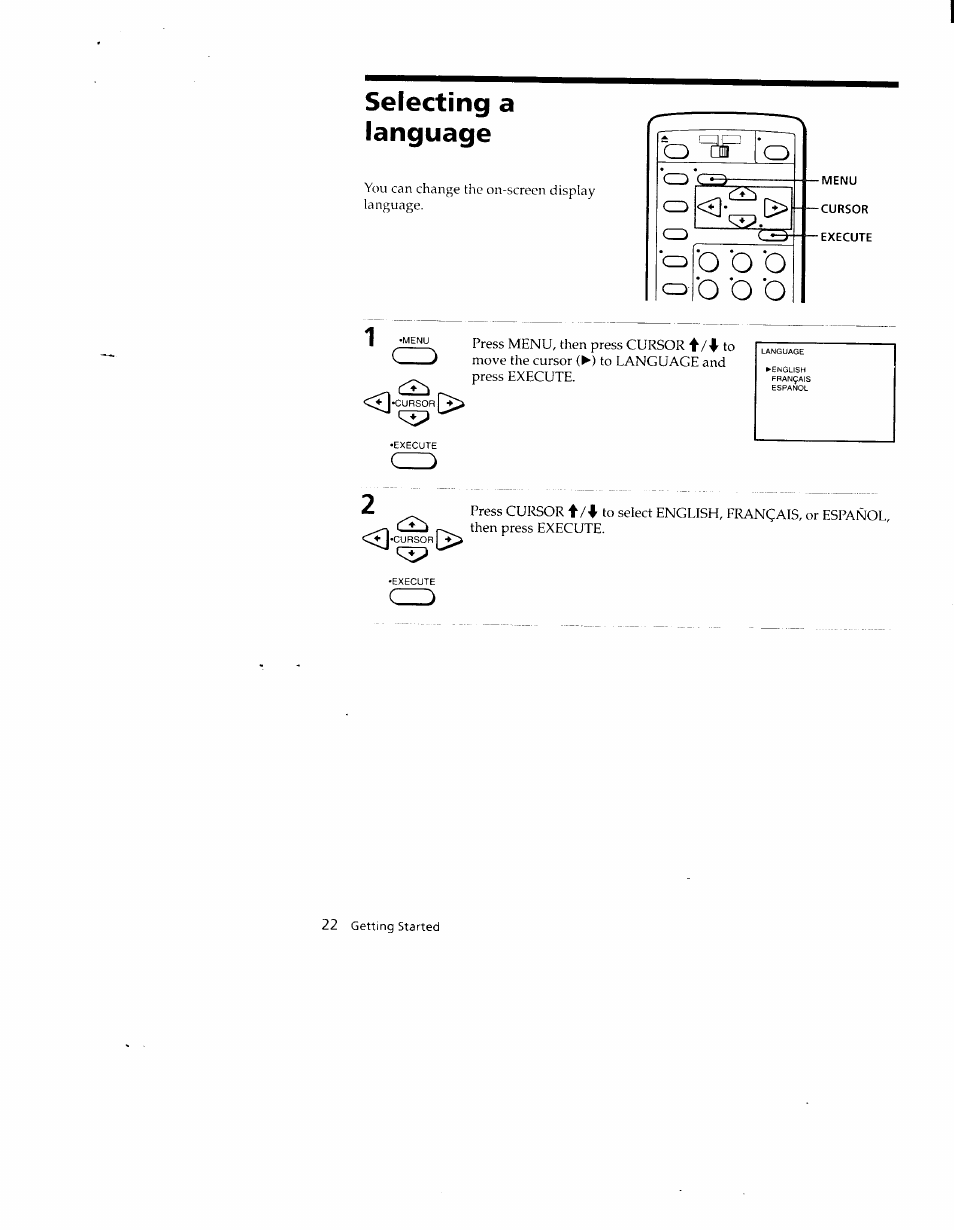 Selecting a language, O o o | Sony SLV-690HF User Manual | Page 22 / 59