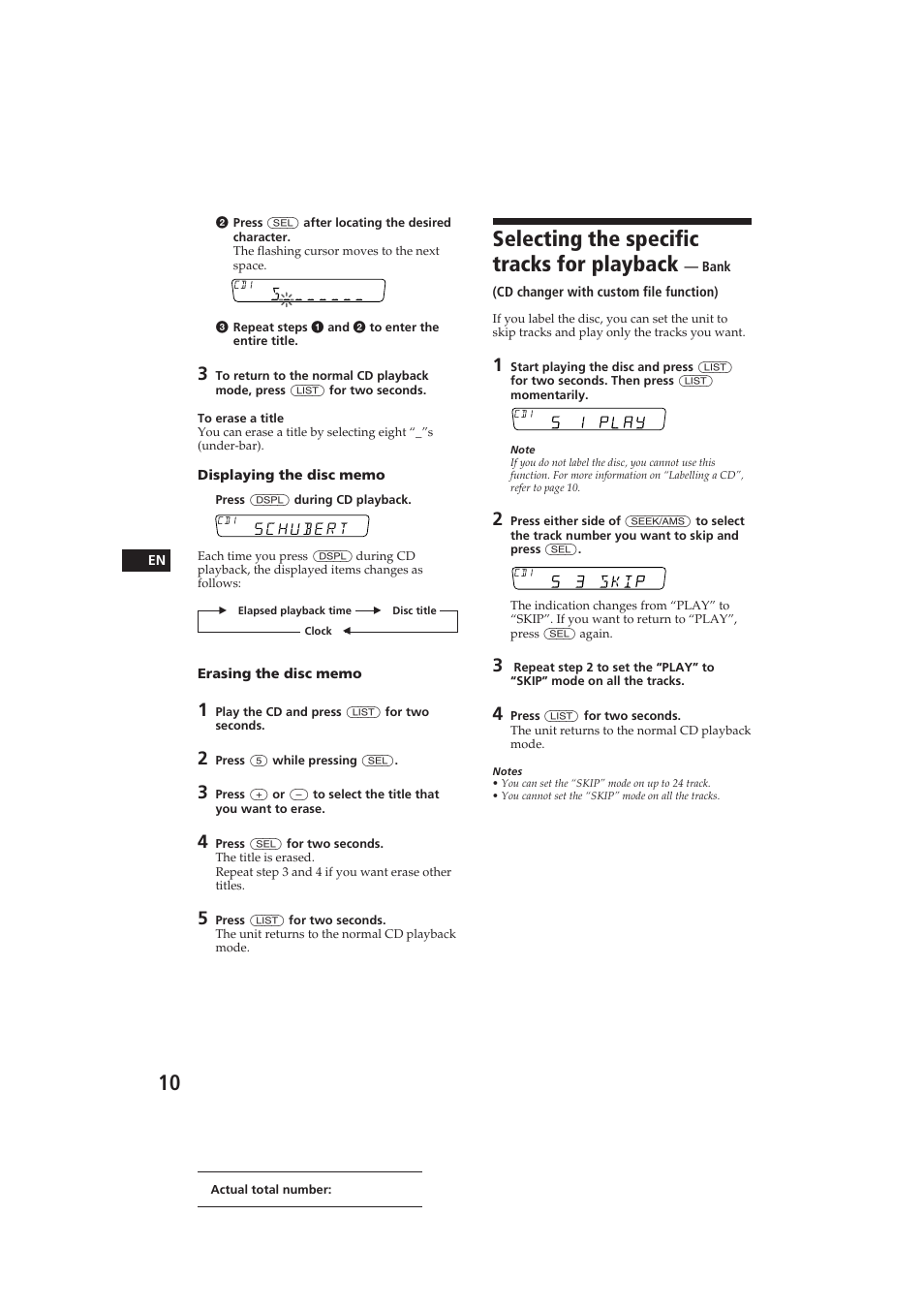 Selecting the specific tracks for playback | Sony XR-C400 User Manual | Page 10 / 18