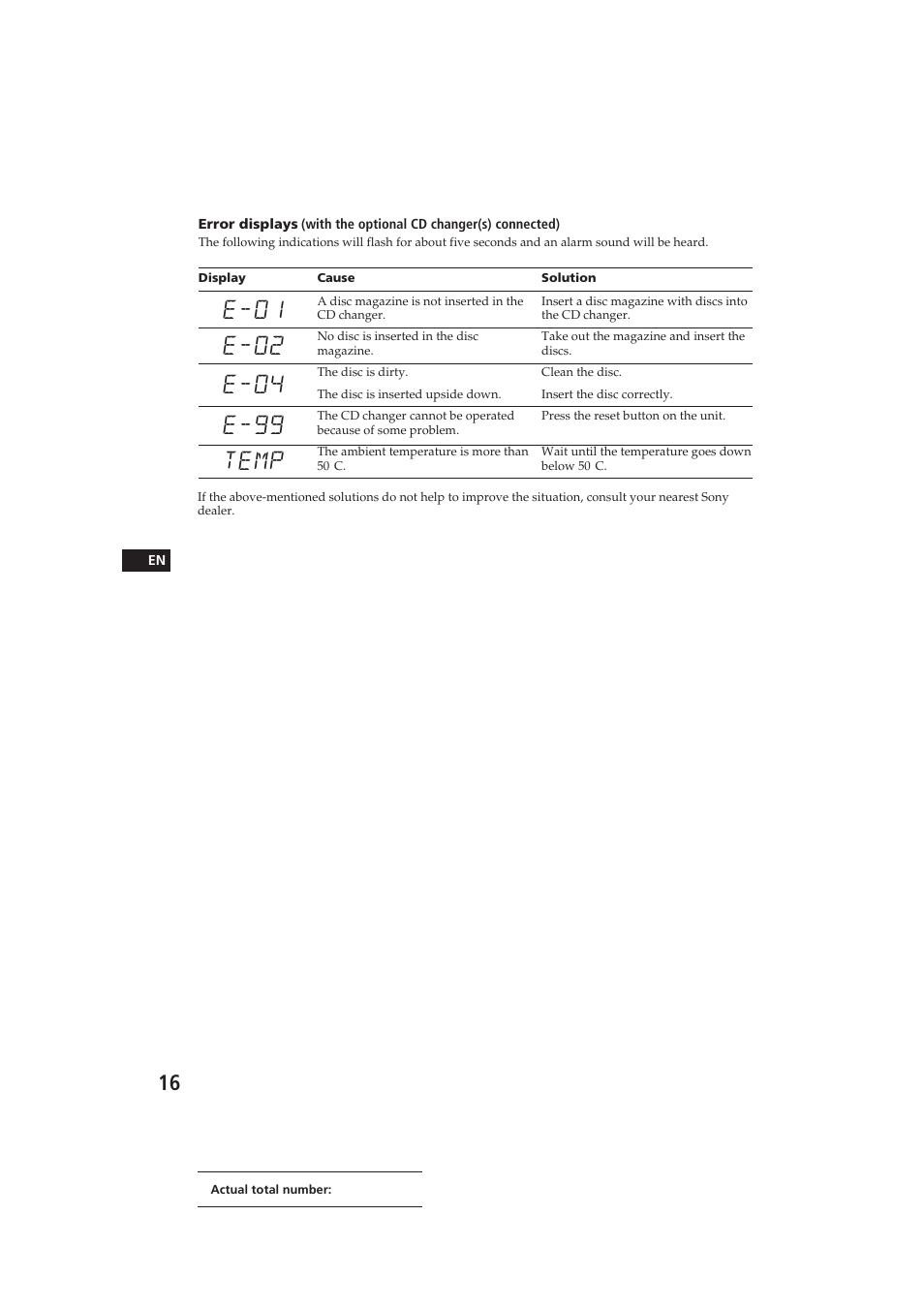 Sony XR-C400 User Manual | Page 16 / 18