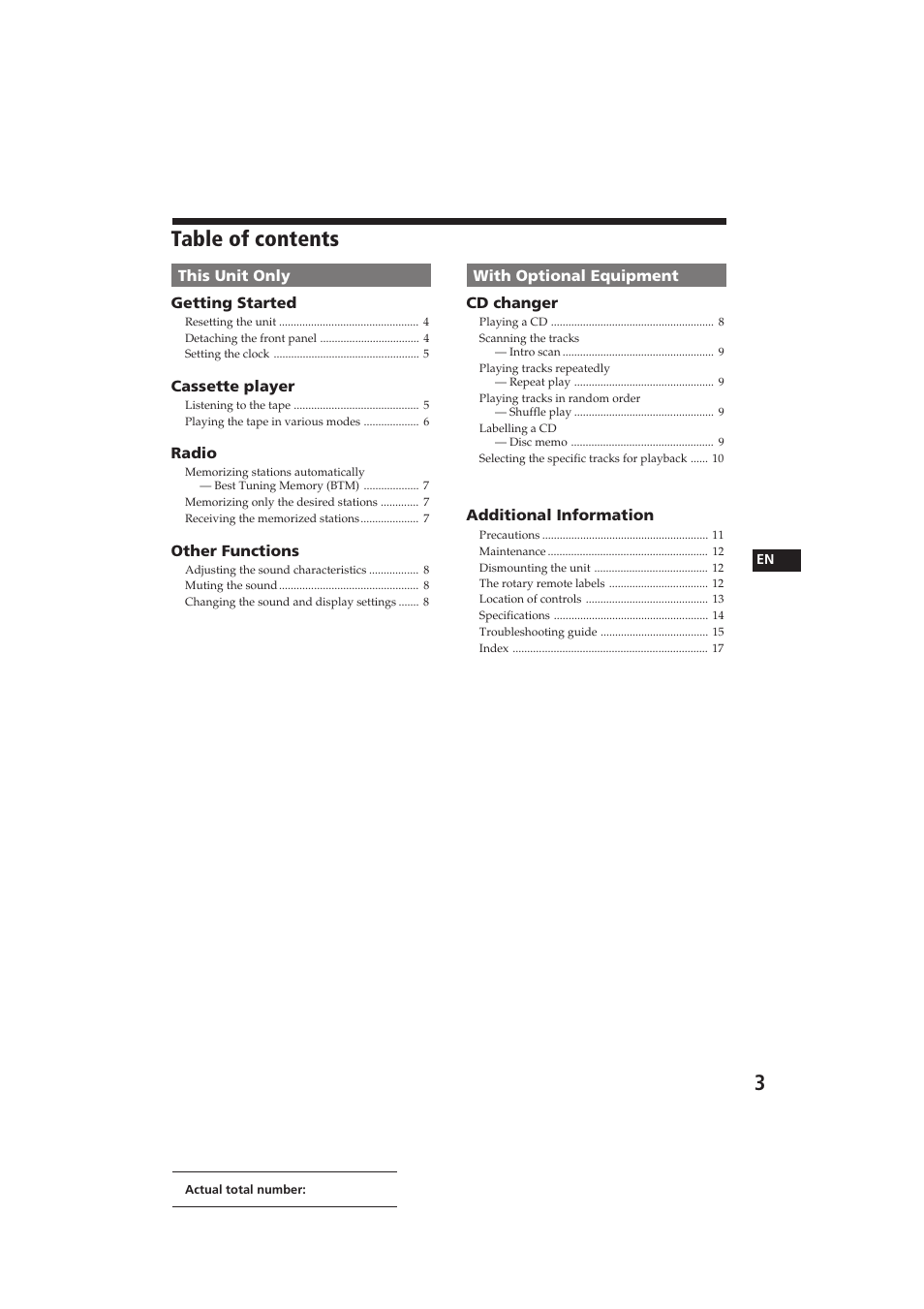 Sony XR-C400 User Manual | Page 3 / 18