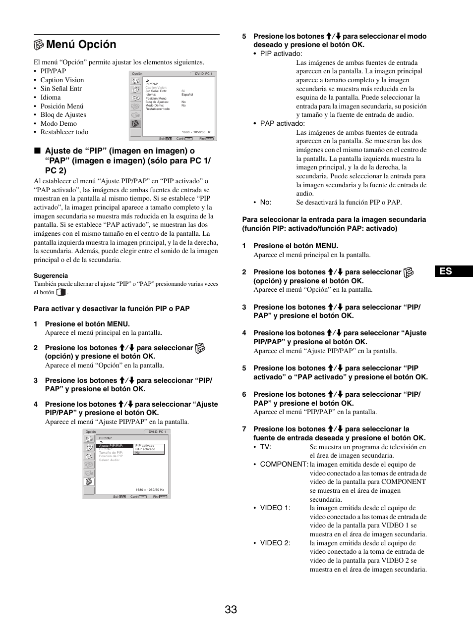 Menú opción | Sony MFM-HT205 User Manual | Page 121 / 133