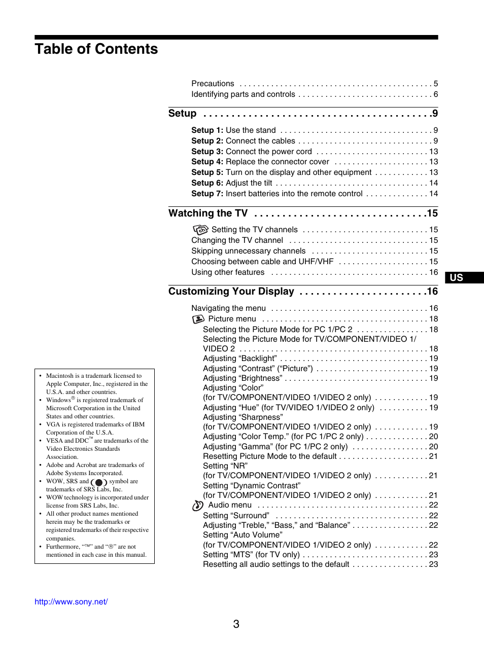 Sony MFM-HT205 User Manual | Page 3 / 133