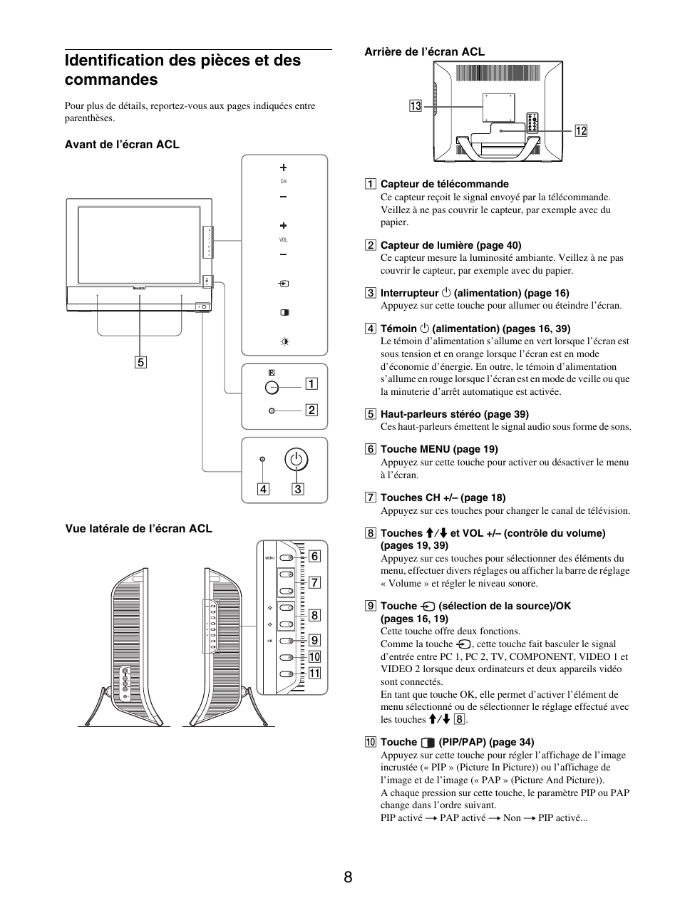Identification des pièces et des commandes, 8identification des pièces et des commandes | Sony MFM-HT205 User Manual | Page 50 / 133