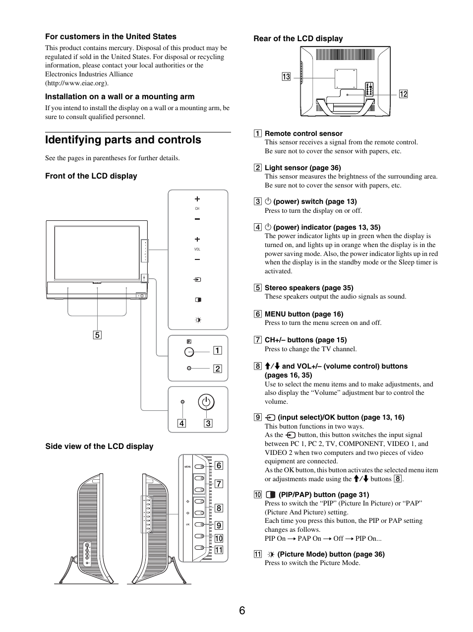 Identifying parts and controls | Sony MFM-HT205 User Manual | Page 6 / 133