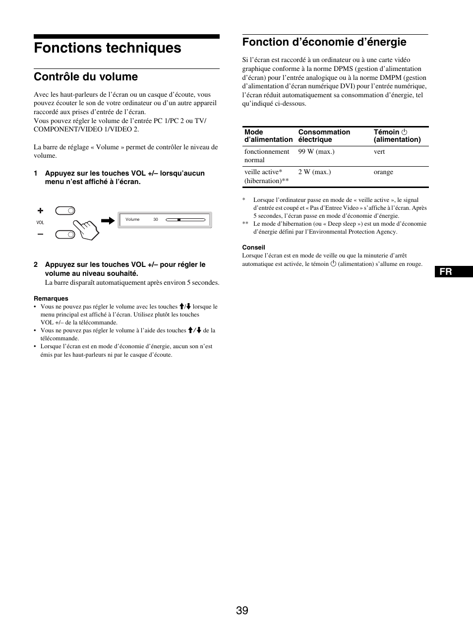 Fonctions techniques, Contrôle du volume, Fonction d’économie d’énergie | Contrôle du volume fonction d’économie d’énergie | Sony MFM-HT205 User Manual | Page 81 / 133