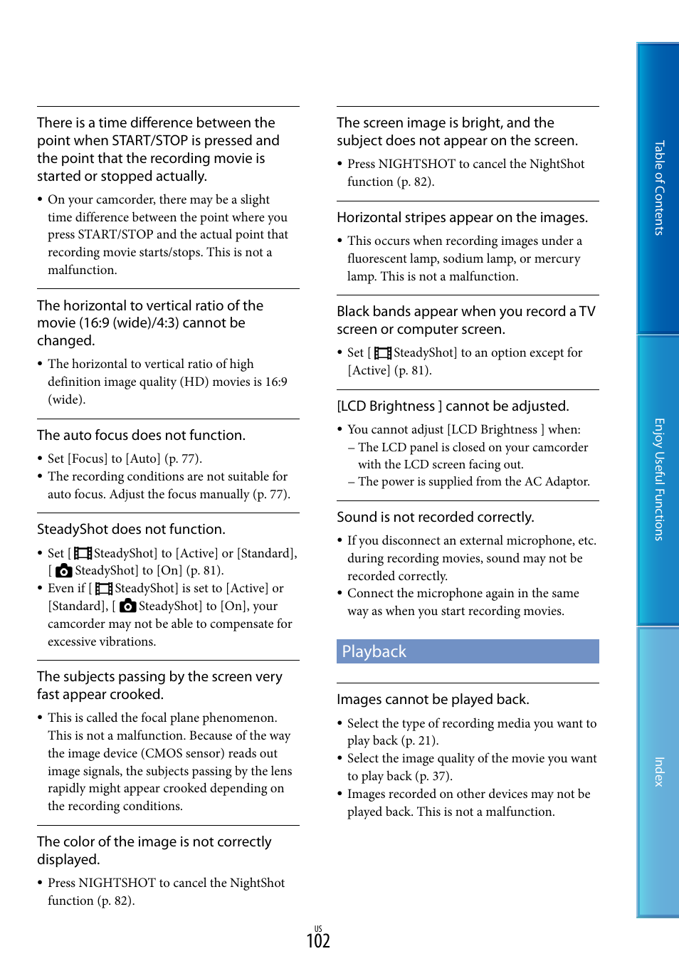 Playback | Sony HDR-CX700V User Manual | Page 102 / 128