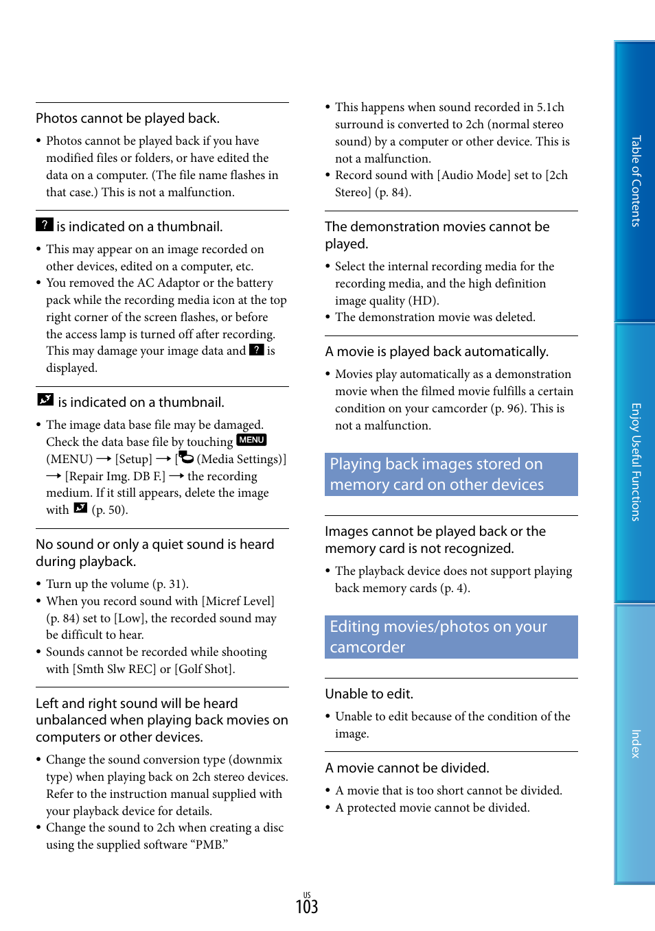 Playing back images stored on memory card on, Other devices, Editing movies/photos on your camcorder | Sony HDR-CX700V User Manual | Page 103 / 128