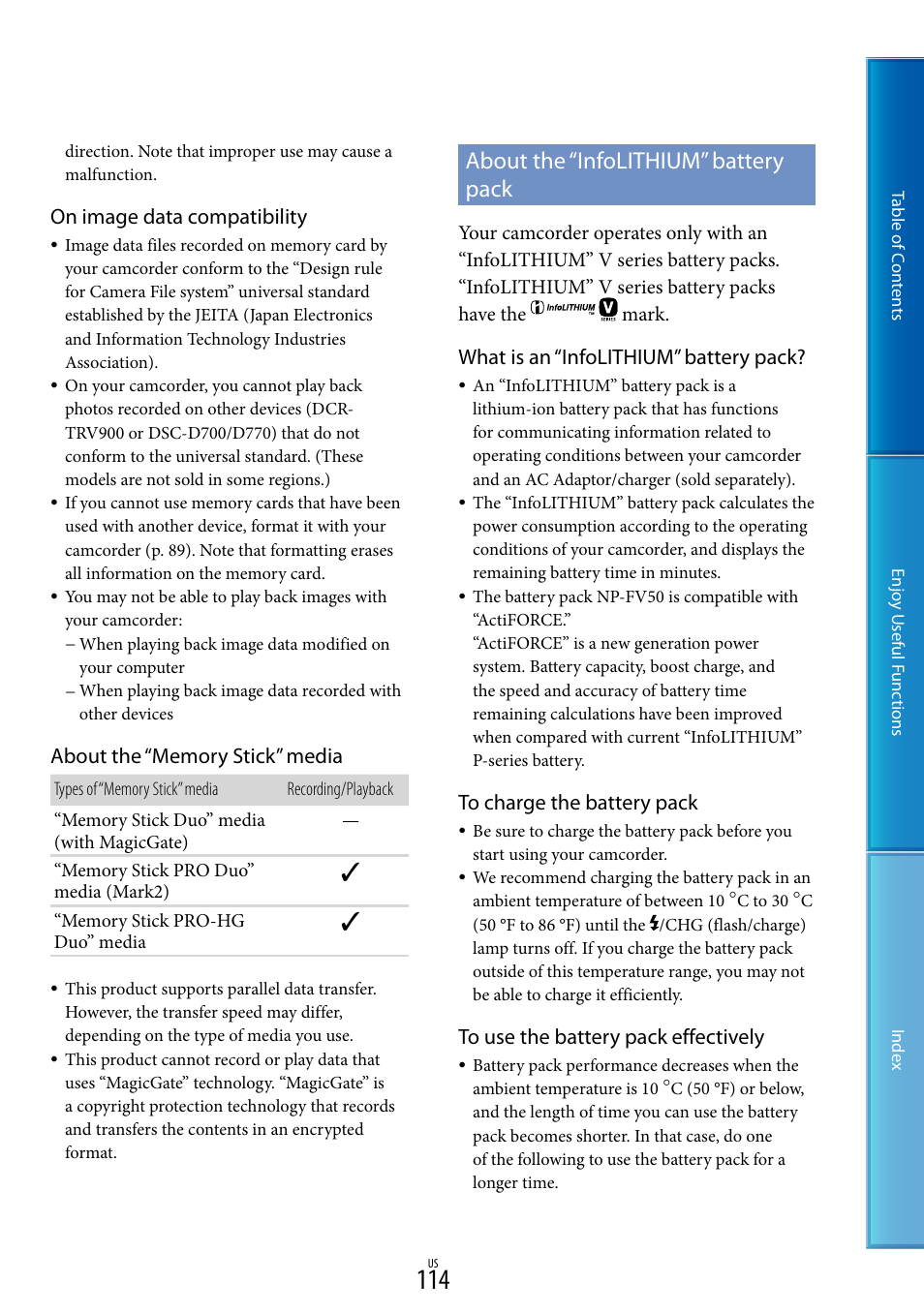 About the “infolithium” battery pack, On image data compatibility, What is an “infolithium” battery pack | Sony HDR-CX700V User Manual | Page 114 / 128