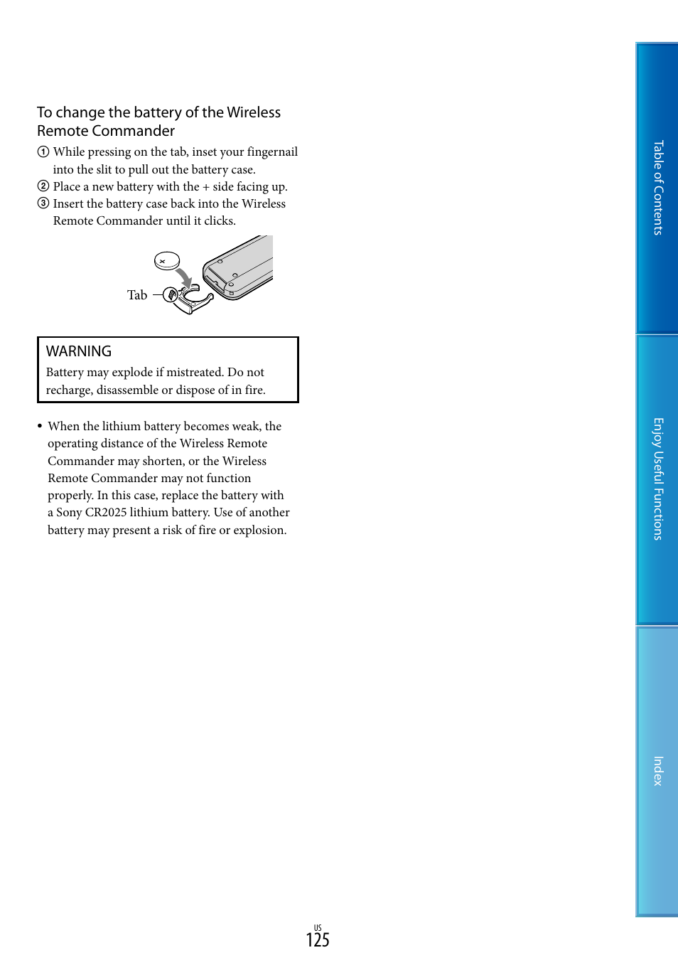 Warning | Sony HDR-CX700V User Manual | Page 125 / 128