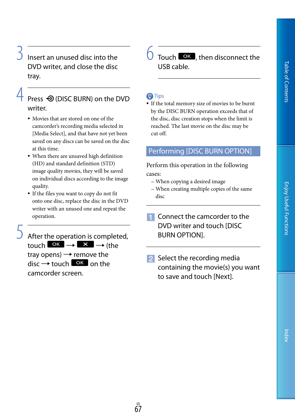 Performing [disc burn option | Sony HDR-CX700V User Manual | Page 67 / 128