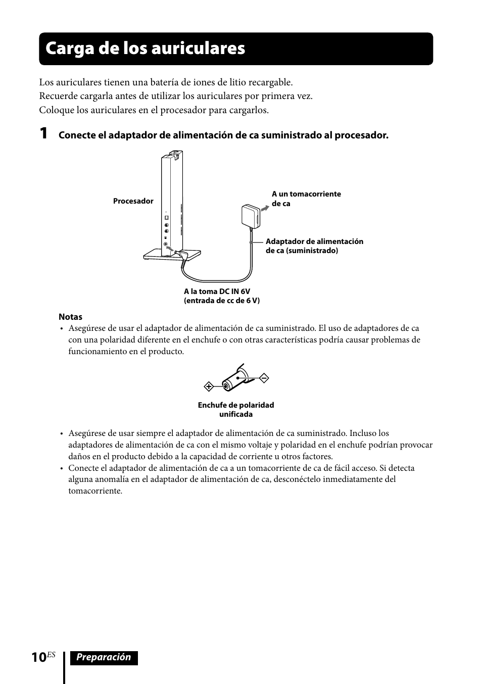 Carga de los auriculares | Sony MDR-DS6500 User Manual | Page 66 / 88