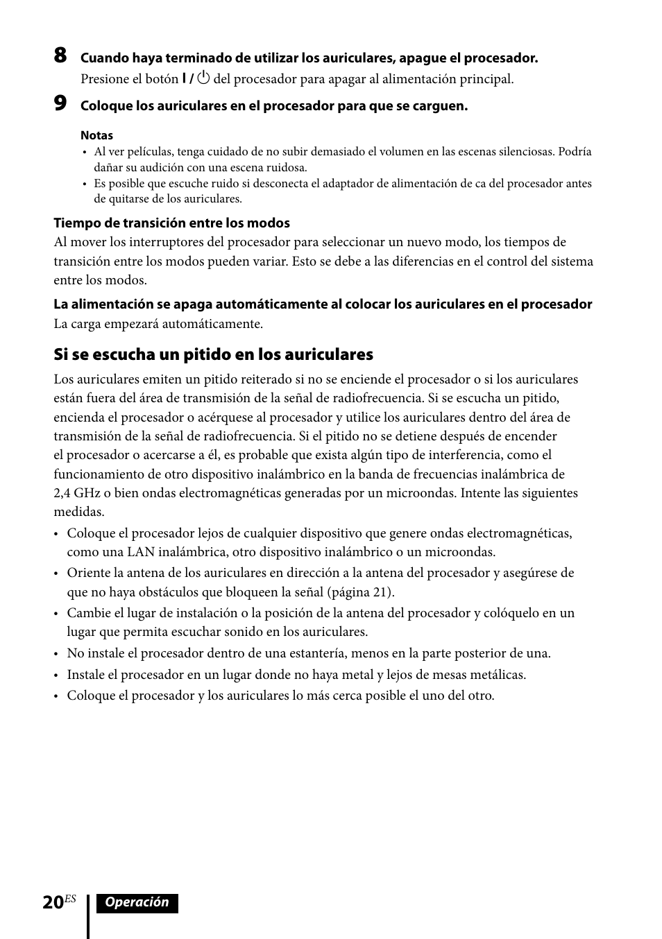 Si se escucha un pitido en los auriculares | Sony MDR-DS6500 User Manual | Page 76 / 88