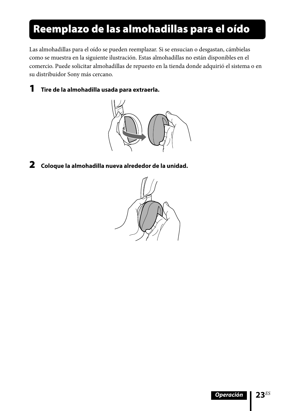 Reemplazo de las almohadillas para el oído | Sony MDR-DS6500 User Manual | Page 79 / 88