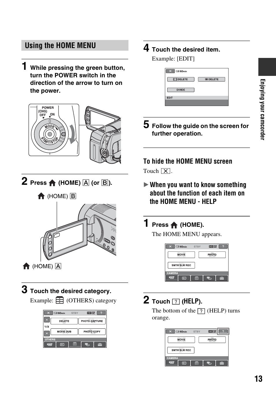 Em (p. 13) | Sony HDR-SR10 User Manual | Page 13 / 119