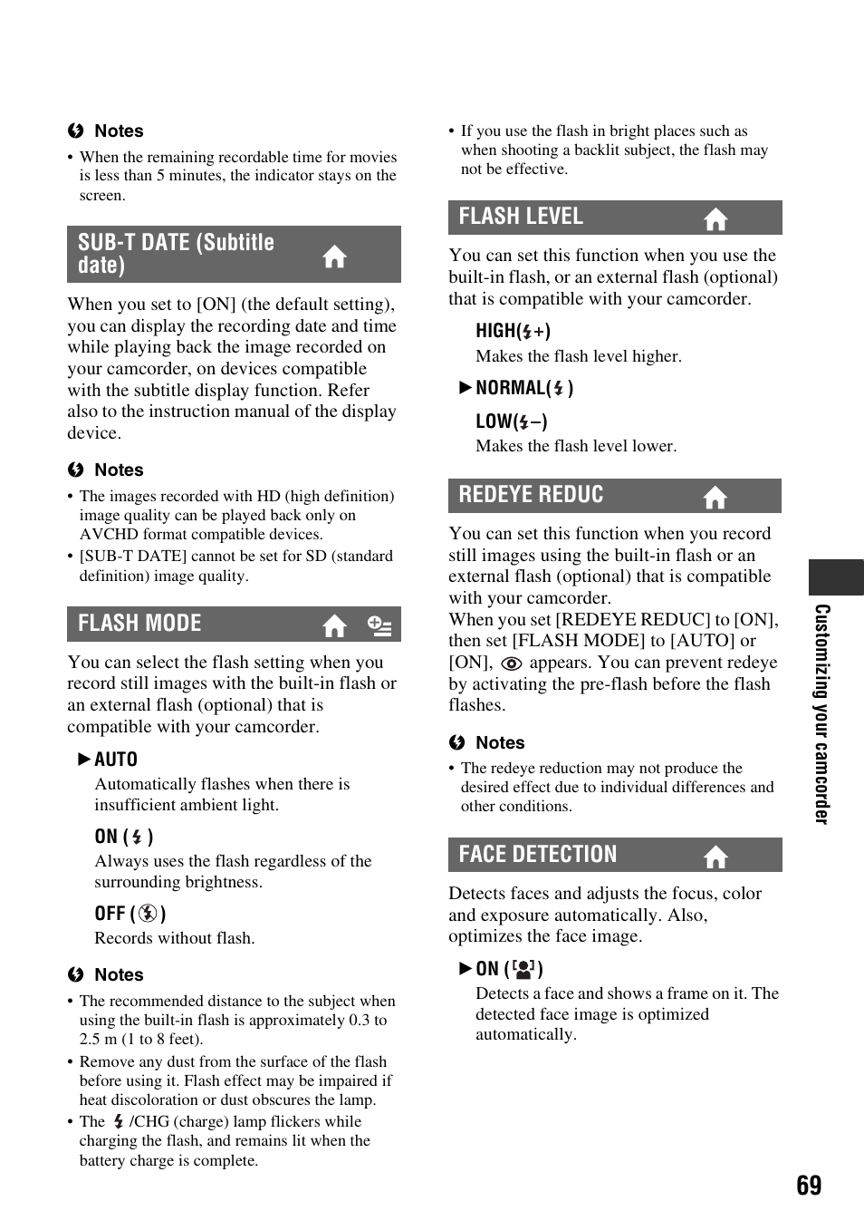 P. 69) | Sony HDR-SR10 User Manual | Page 69 / 119