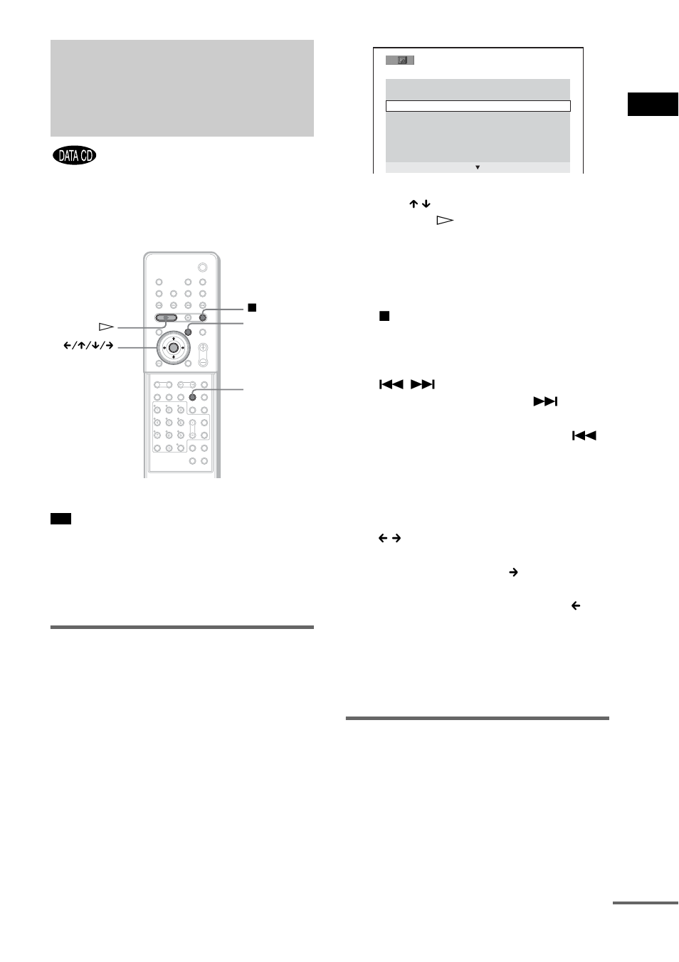 Selecting an album, Selecting an mp3 audio track, Playing data cds with mp3 audio | Track and jpeg image files | Sony DAV-FX10 User Manual | Page 41 / 100