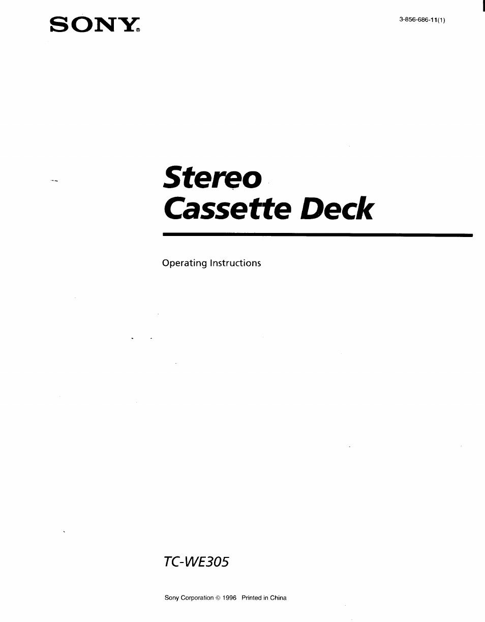 Sony TC-WE305 User Manual | 8 pages