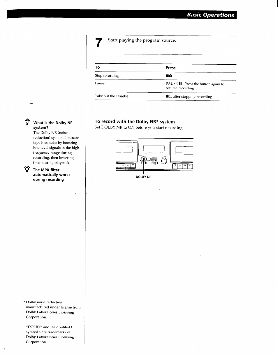 Basic operations | Sony TC-WE305 User Manual | Page 6 / 8