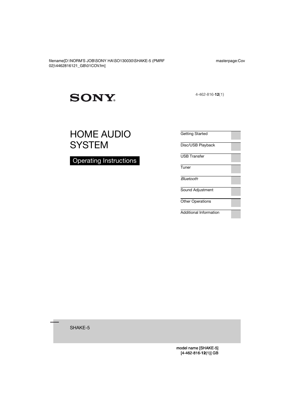 Sony SHAKE5 User Manual | 40 pages
