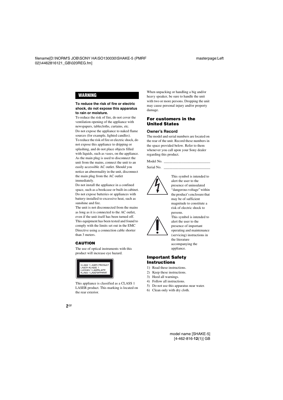 Sony SHAKE5 User Manual | Page 2 / 40