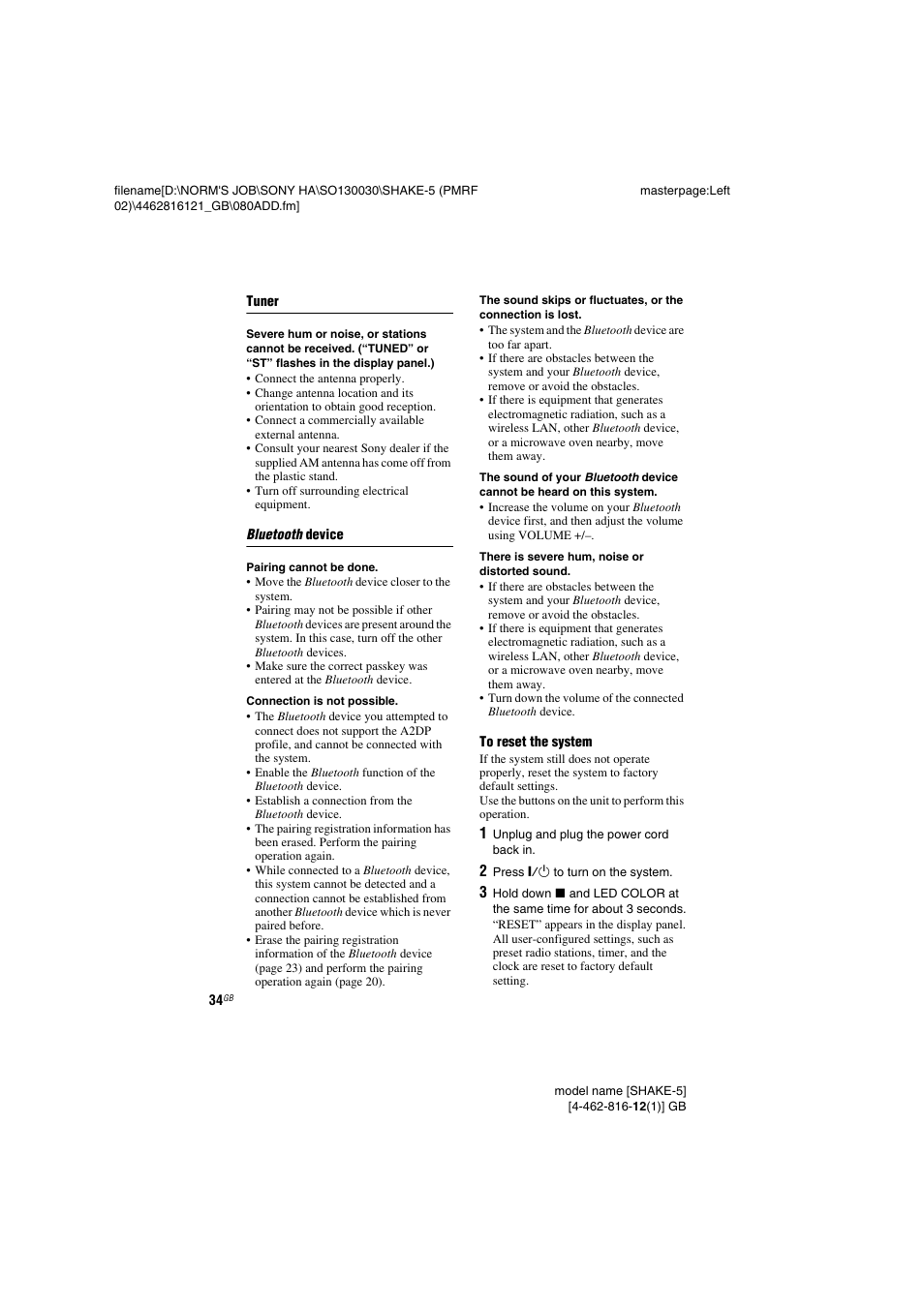 Sony SHAKE5 User Manual | Page 34 / 40